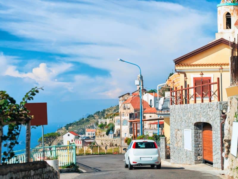 Car in Amalfi Coast Road