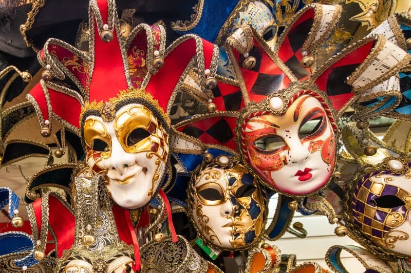 Colorful carnival masks in Venice, Italy