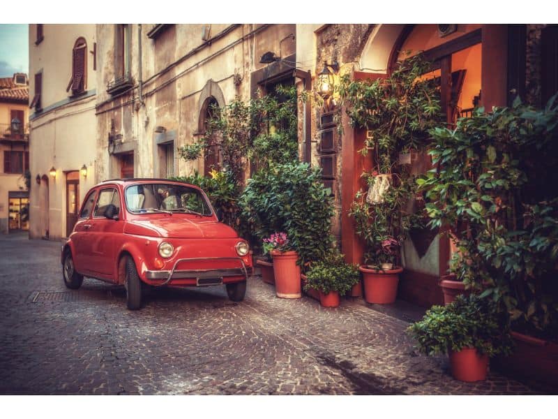 Red Vintage Car in Italy
