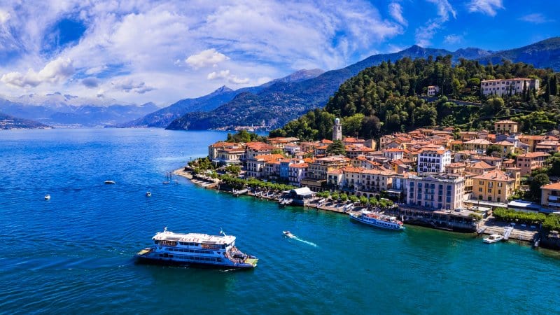 An aerial view of Bellagio, Italy