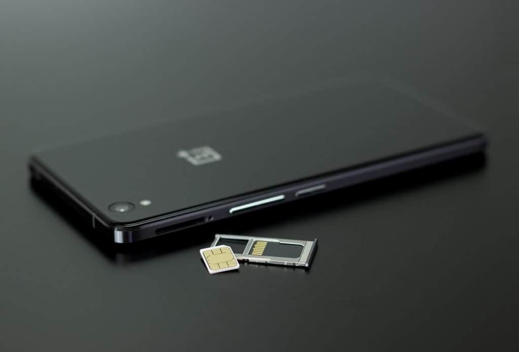 Sim card, phone placed on table