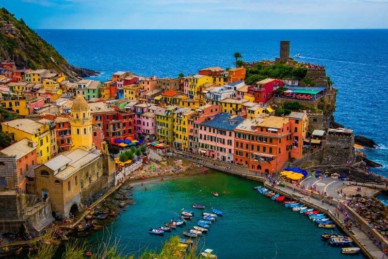 Aerial view of Ligurian town in Italy