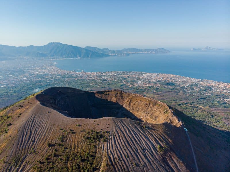 Mount Vesuvius drone view from sky