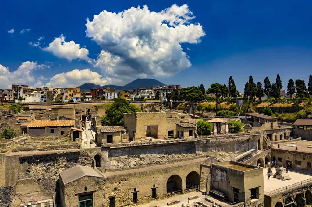 Ruins of Herculaneum with Mount Vesuvius in the background