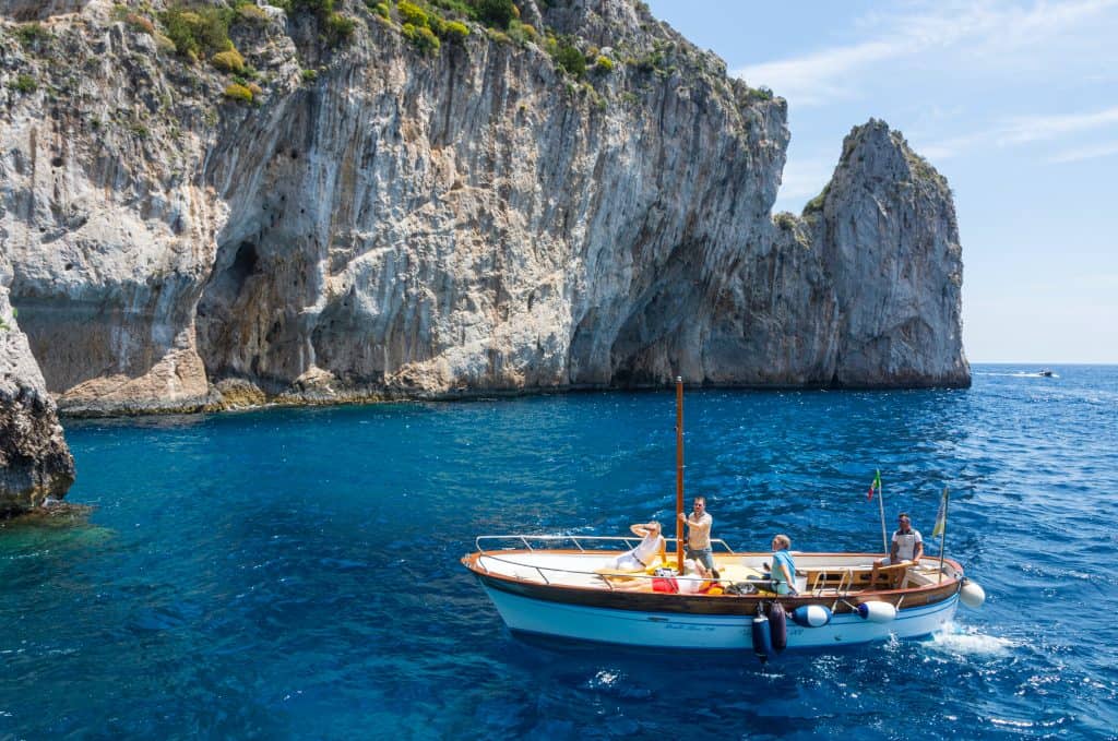 Sailing along the coast of the Italian Island of Capri
