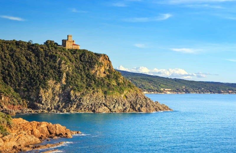 Castello Sonnino, Castle overlooking Tuscan Riviera, Italy