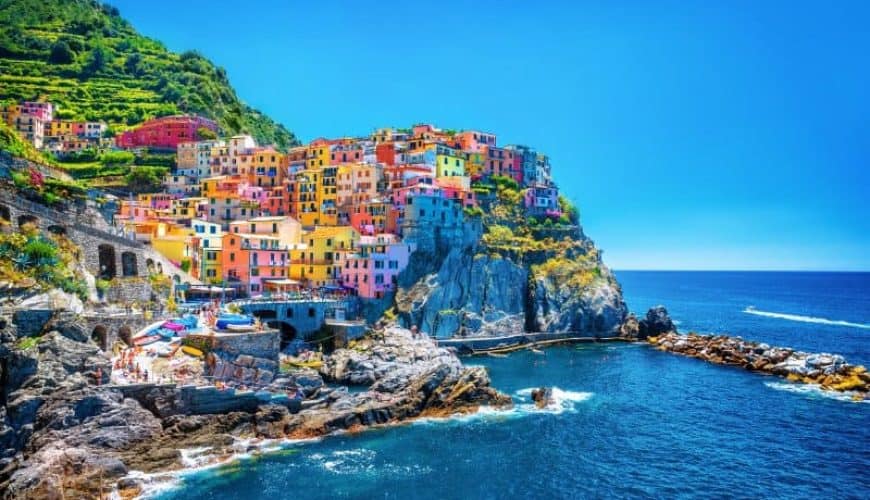Colorful houses,mountains at Cinque Terre