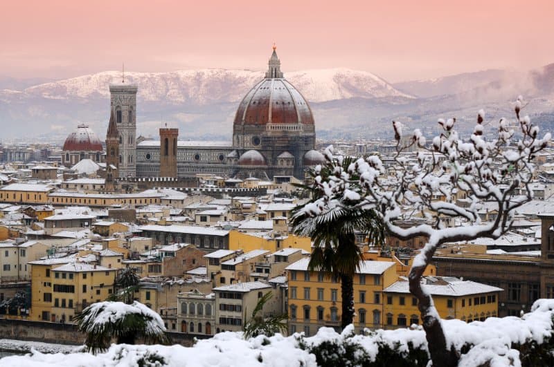 Beautiful winter cityscape of Florence