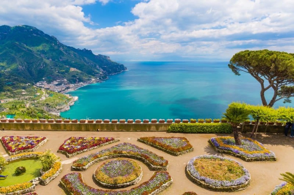 Fantastic view from Villa Rufolo, Ravello town, Amalfi coast, Campania region, Italy