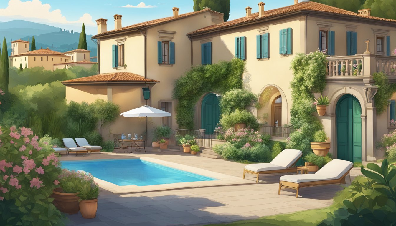 Villa with pool graphics