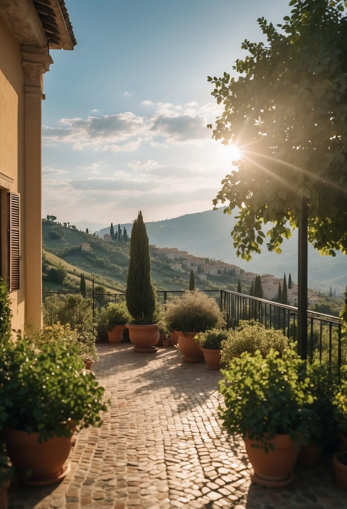 Sunny path way of an Italian villa