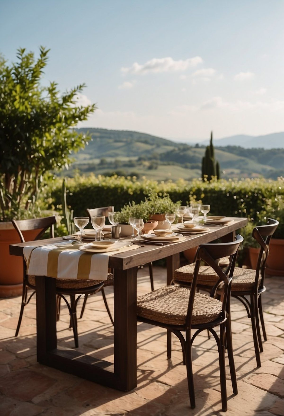 Table setting for Al Fresco dining for guests