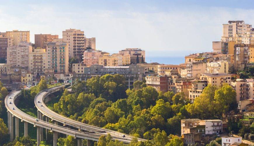 Panoramic view of the architecture of Agrigento town in Sicily, Italy