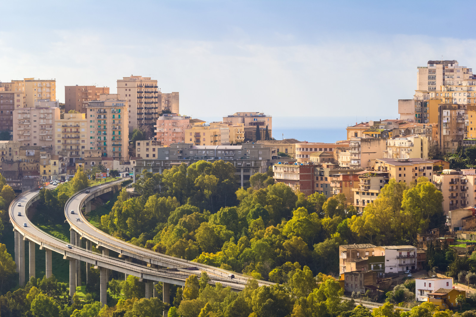 Panoramic view of the architecture of Agrigento town in Sicily, Italy