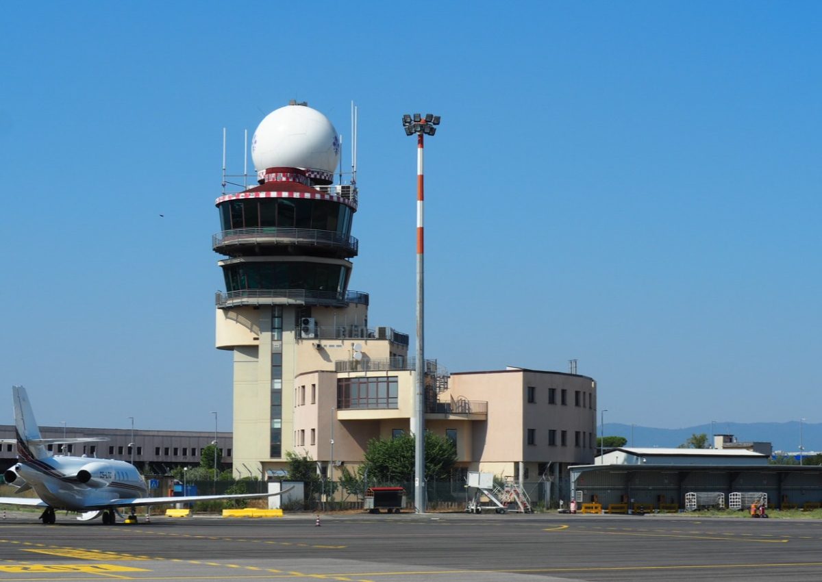 Control tower at Florence Airport or the Amerigo Vespucci Airport
