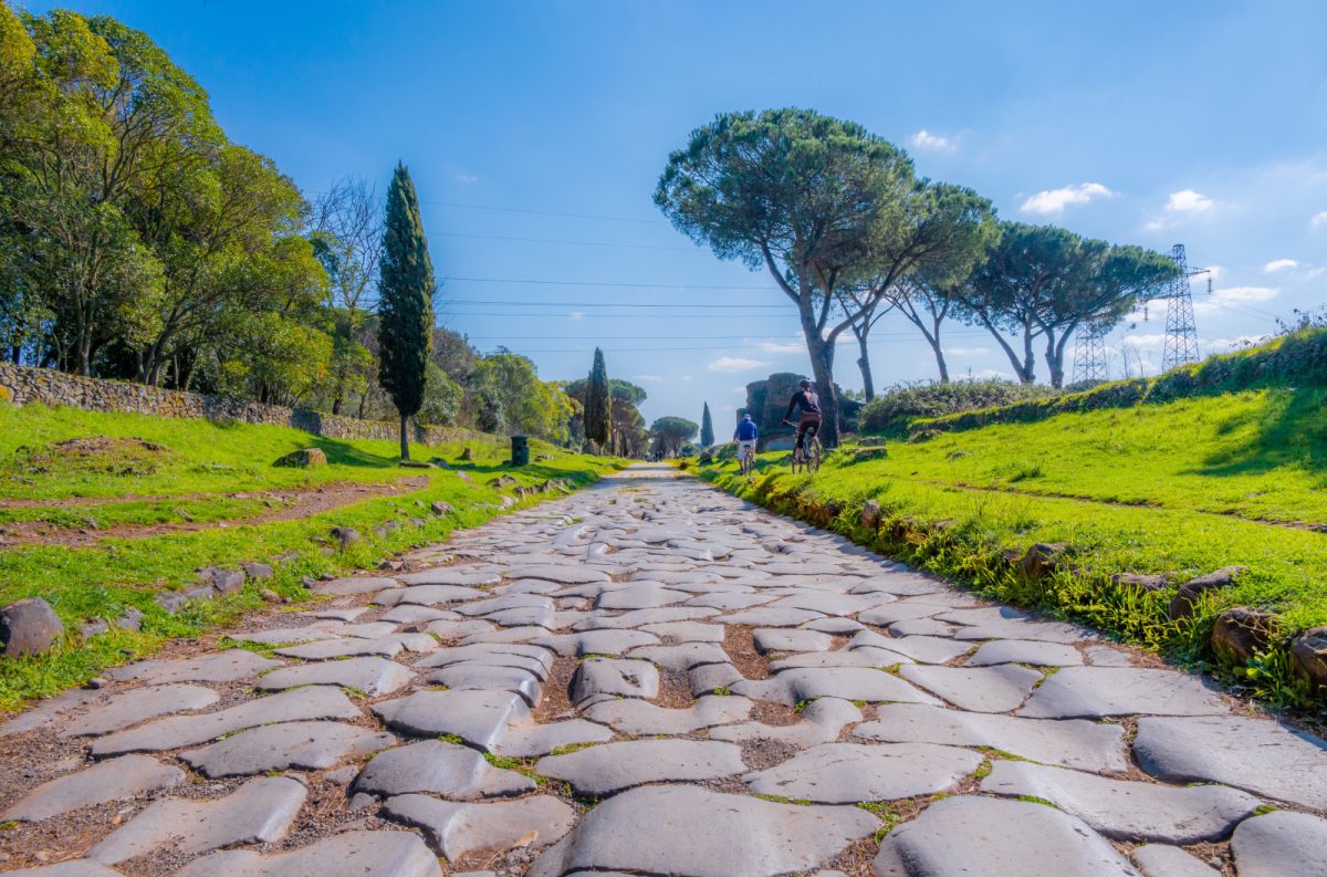 The Appian Way, known as the "Regina Viarum" or "Queen of Roads," road of the ancient Roman Empire in Rome, Italy