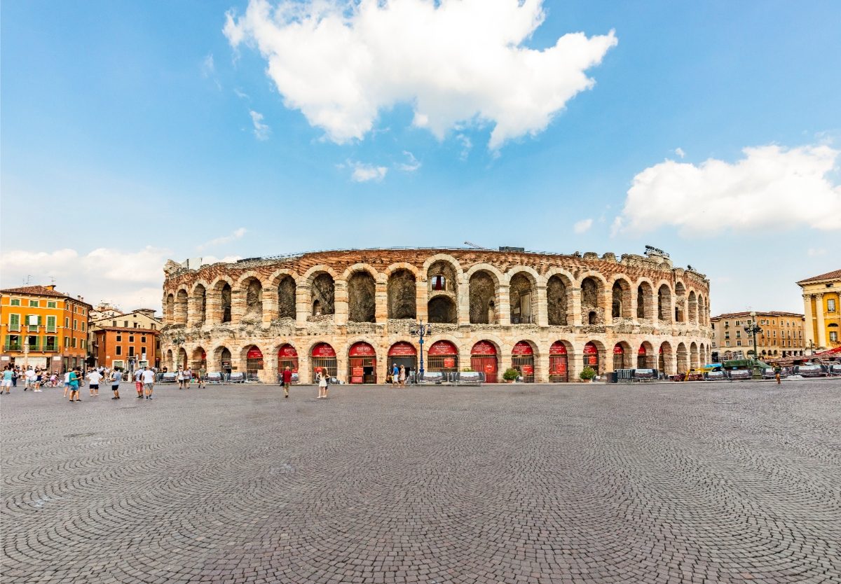 Exterior of the old roman Arena di Verona in Verona, Italy