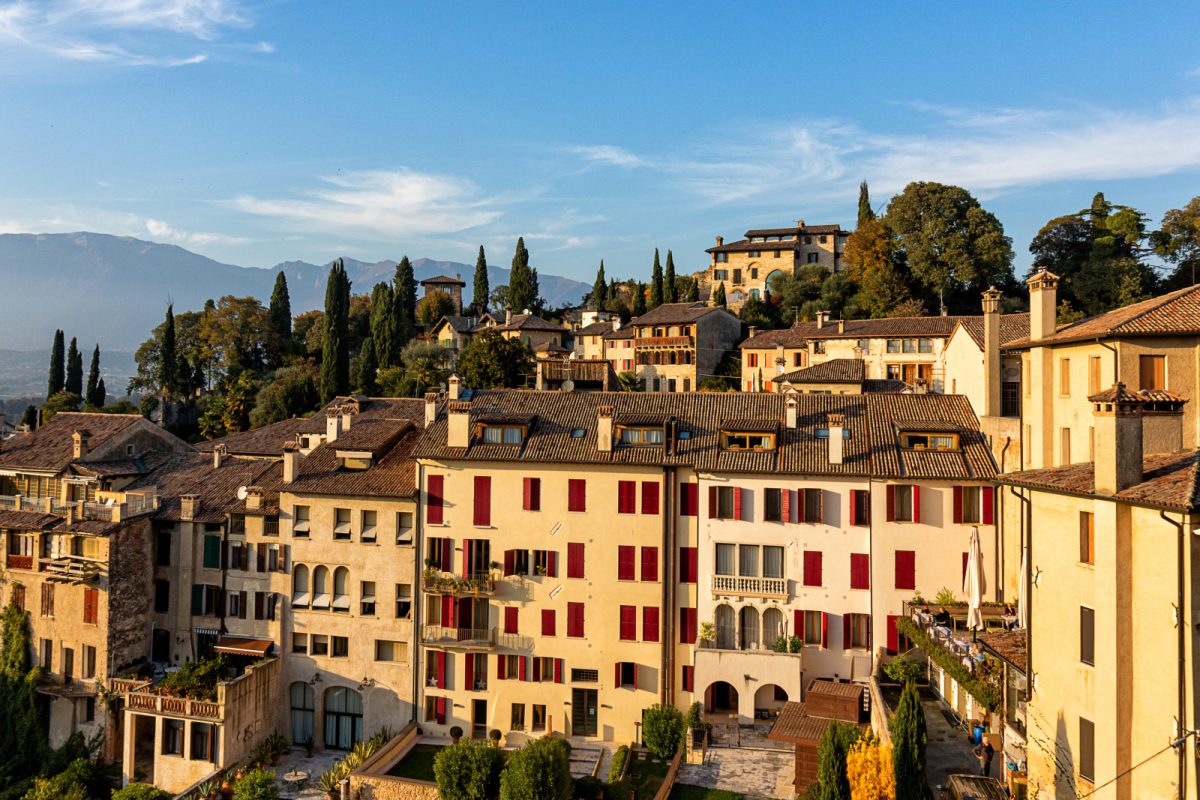 Sunset view and the architectural of Asolo, Italy