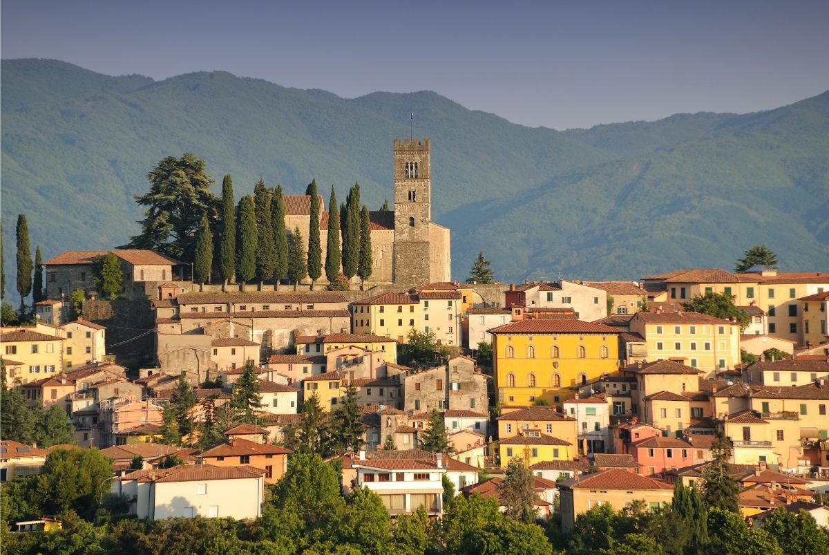 Panoramic view of Barga, Italy cityscape