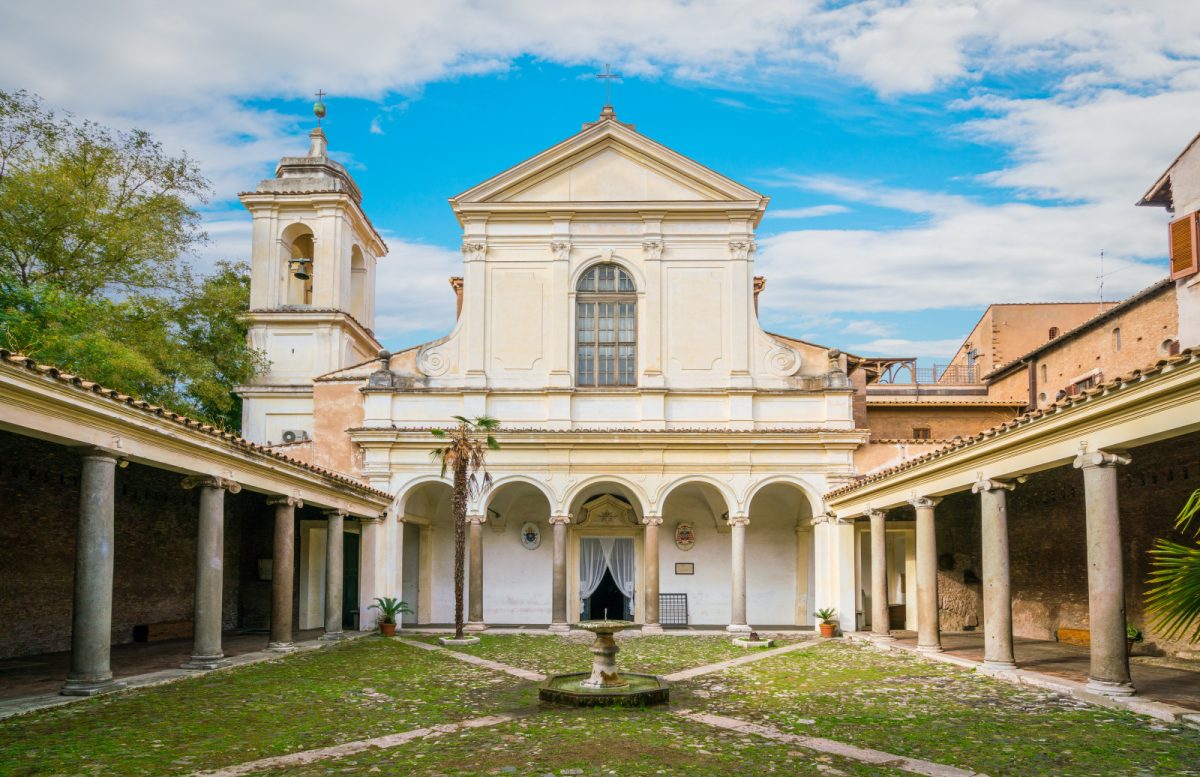 Courtyard of the Basilica of San Clemente in Rome, Italy