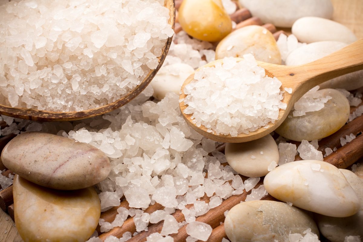 Close-up of a bath salt and stones