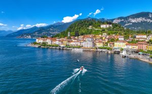 Aerial view of the village of Bellagio on Lake Como, Italy