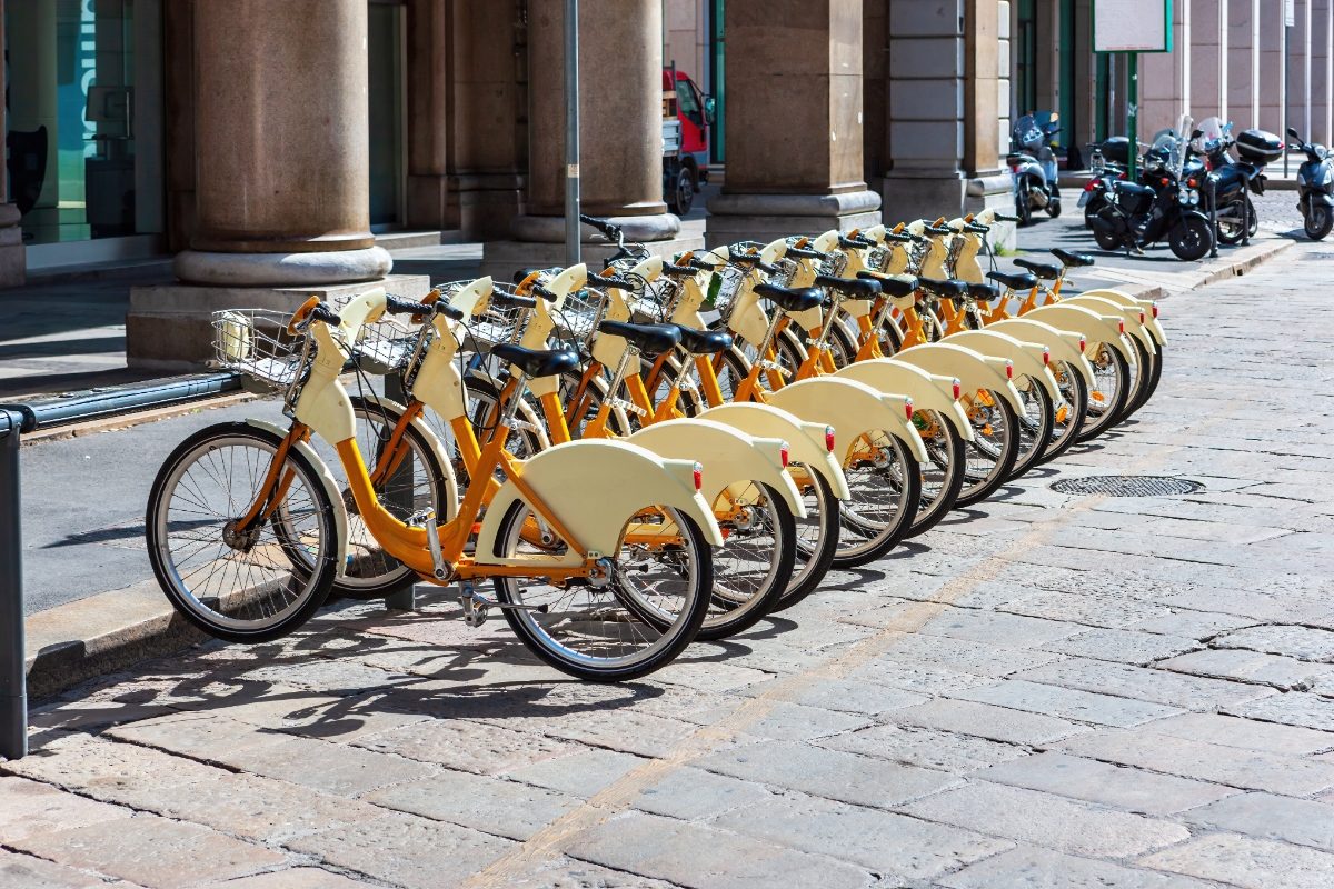 BikeMi bikesharing bicycles in Milan, Italy 