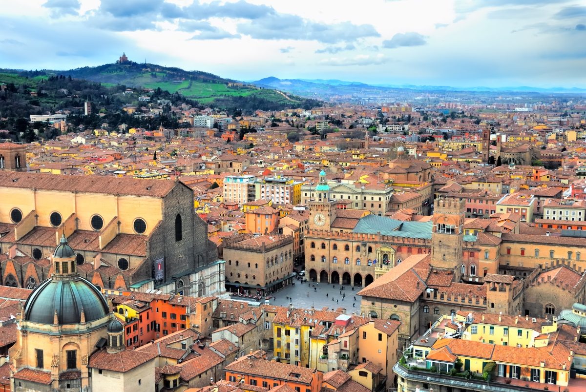 Panoramic view of the Bologna, Italy cityscape