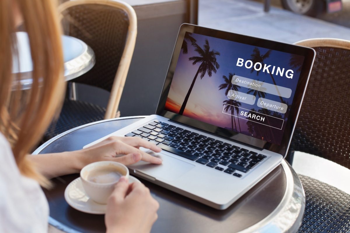 Booking showing on a laptop screen for booking online