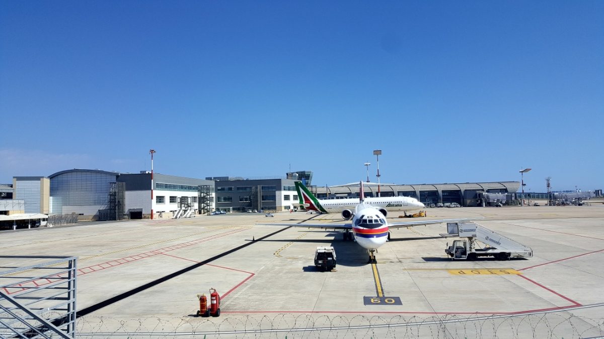 Planes at the Cagliari Elmas Airport in Italy