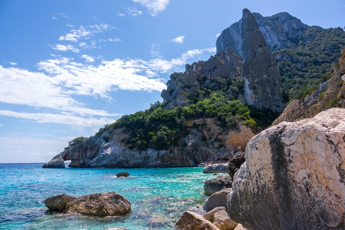 Panoramic view of the Cala Goloritzé beach in Sardinia, Italy