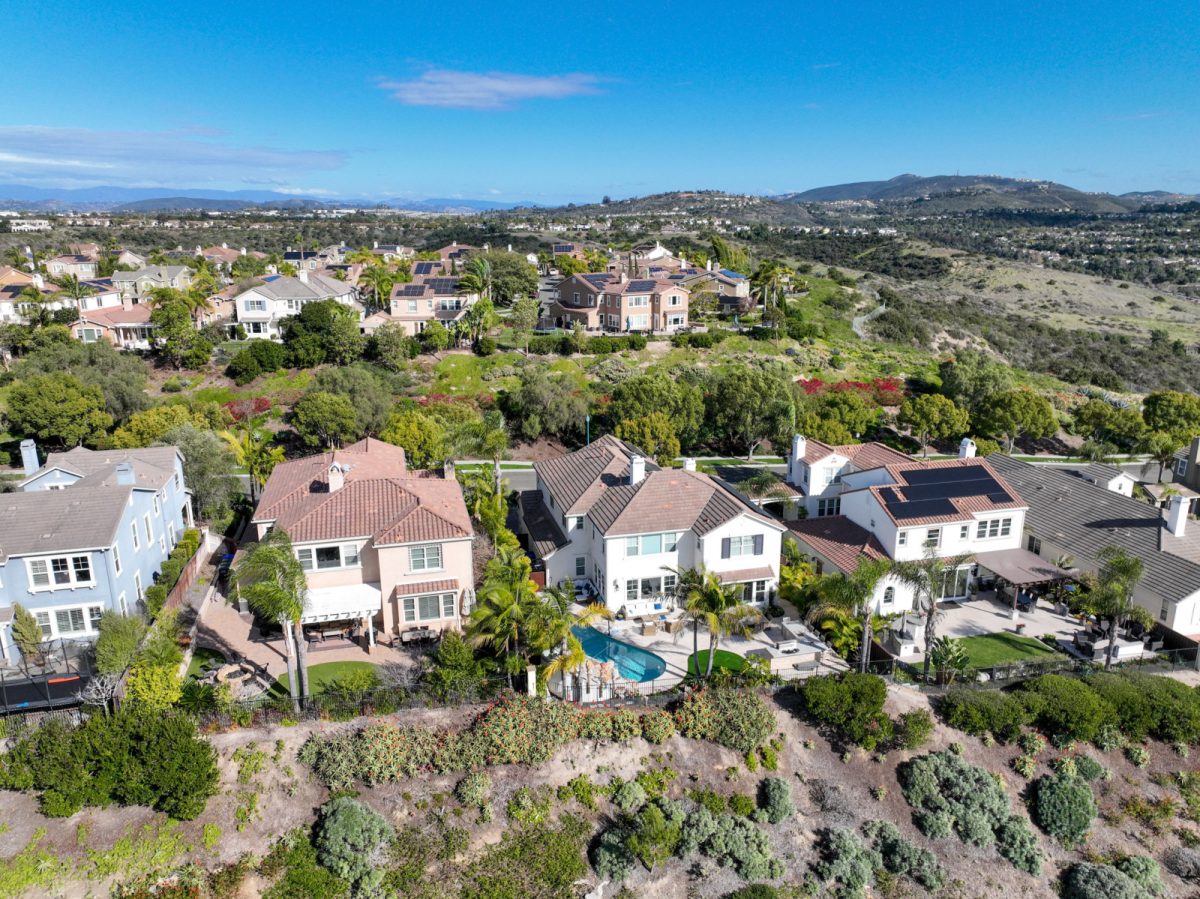 Aerial view of villas in California