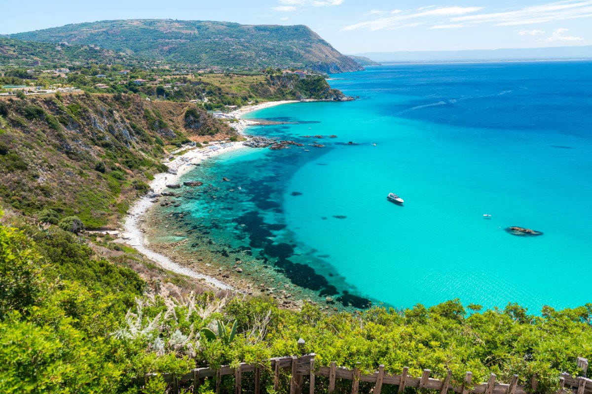 Aerial view of the Capo Vaticano coastline in Calabria, Italy