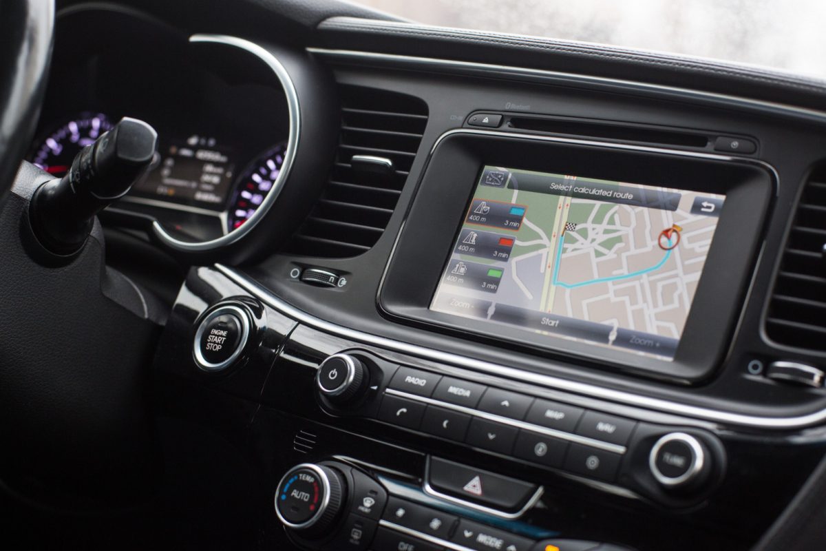 Close-up of car dashboard GPS