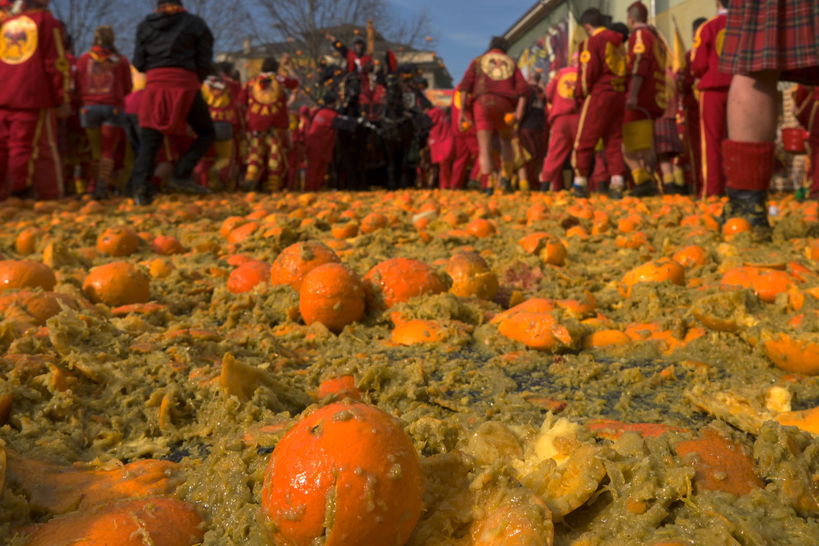 Carnival of Ivrea or the Battle of the Oranges in Ivrea, Northern Italy