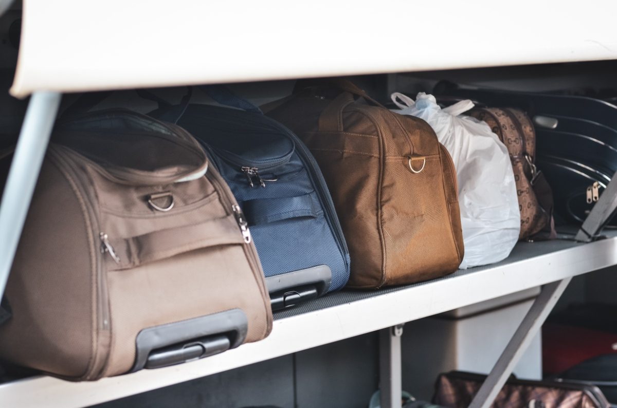 Close-up of different carry-on bags