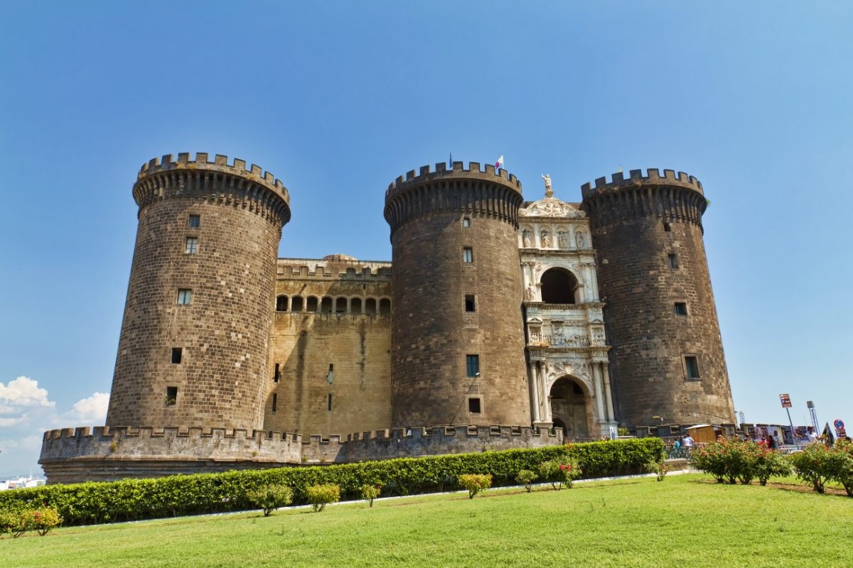 Beautiful facade of Castel Nuovo in Naples, Italy