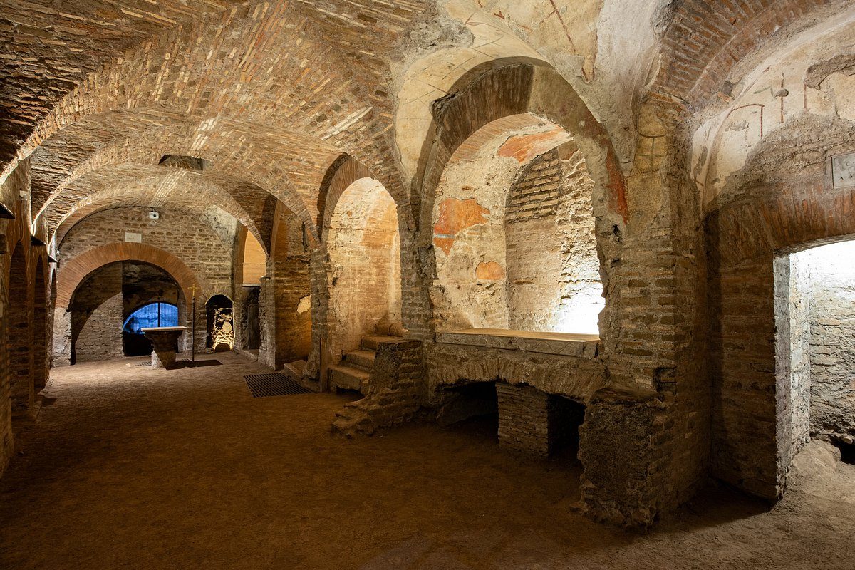 Inside the Catacombs of Priscilla in Rome, Italy