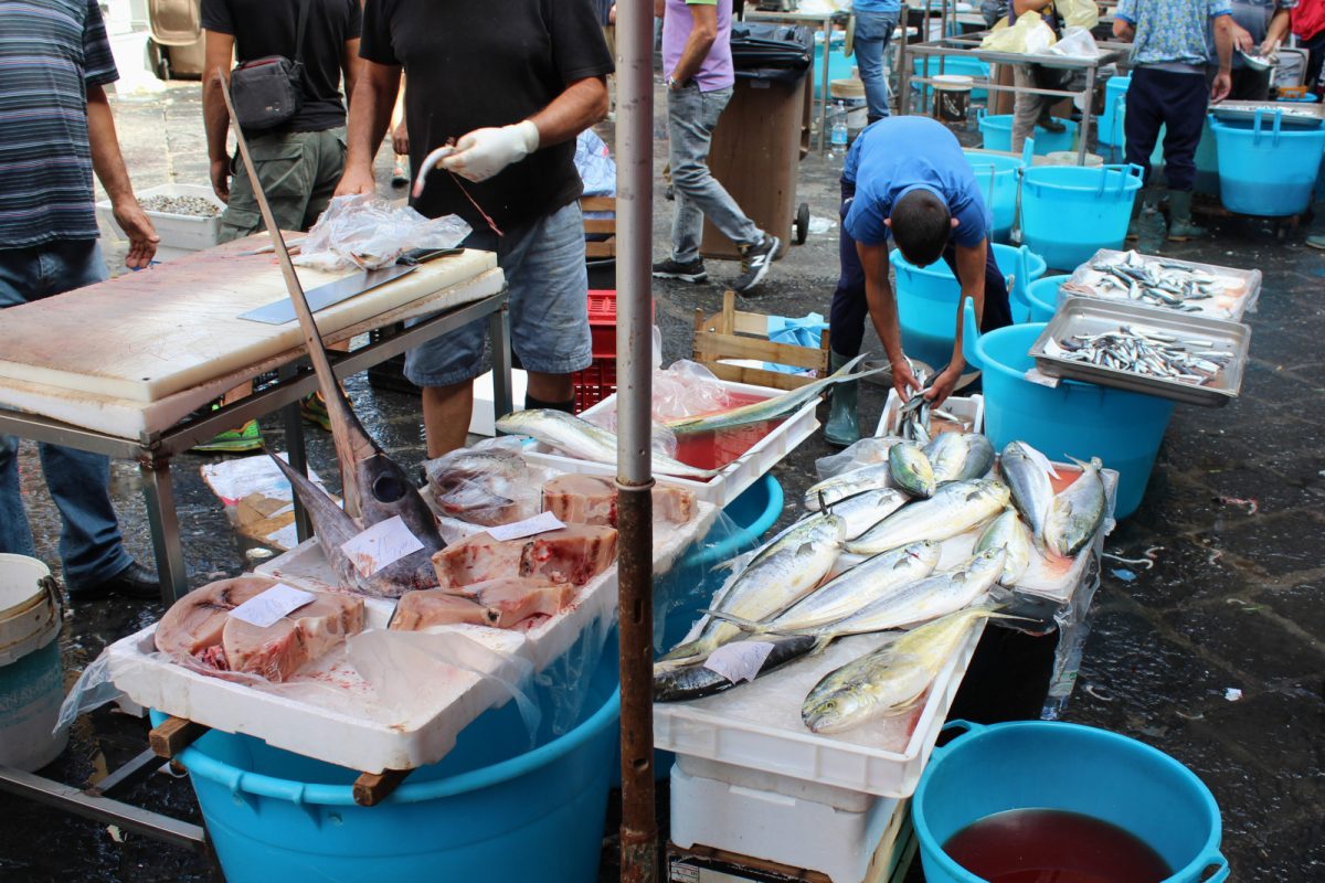 Catania Fish Market in Catania, Sicily, Italy