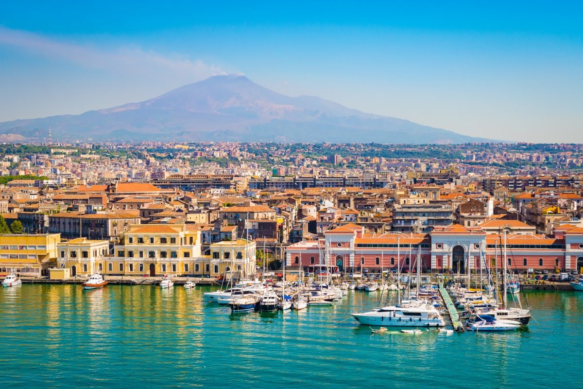 Panoramic view of Catania in Sicily, Italy