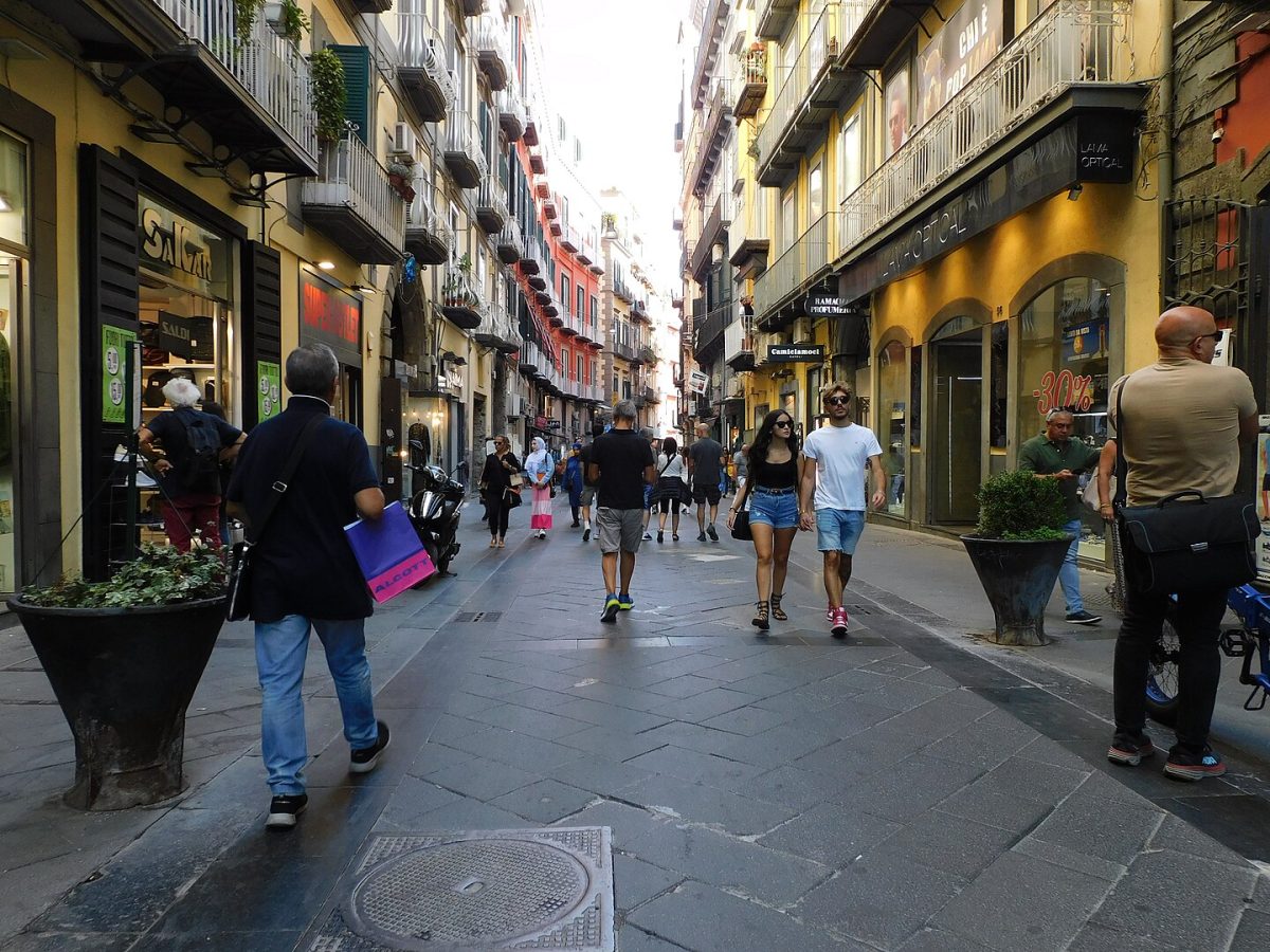 Shops and different establishments in Chiaia, Naples 