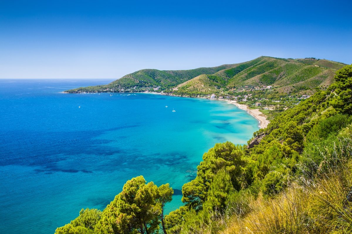 Panoramic view of the Cilento Coast, showcasing the stunning landscape of Salerno, Amalfi Coast, Campania, Italy