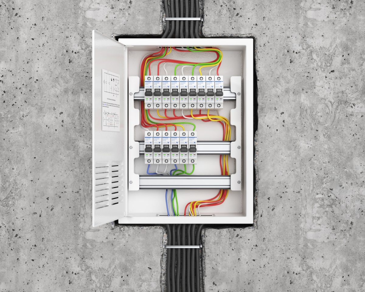 Circuit breakers in the concrete wall