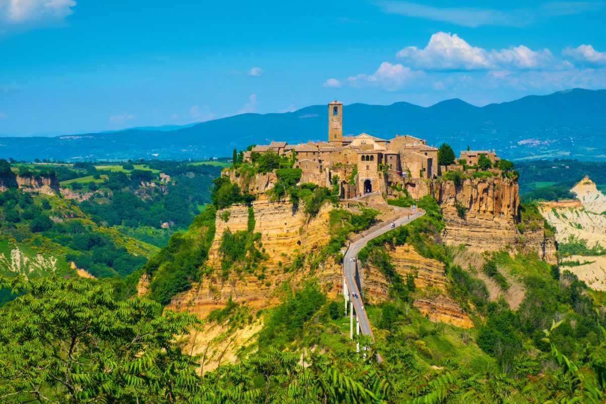 Panoramic view of Civita di Bagnoregio historic town in Italy