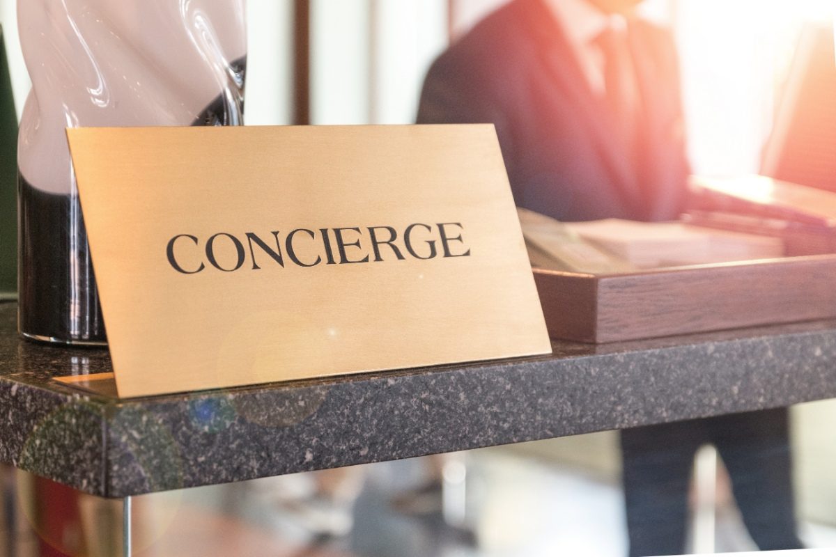 Concierge service desk counter sign