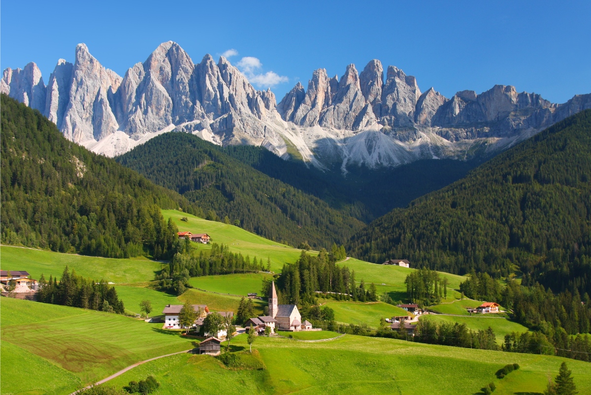 Panoramic view of the Dolomites in South Tyrol, Italy