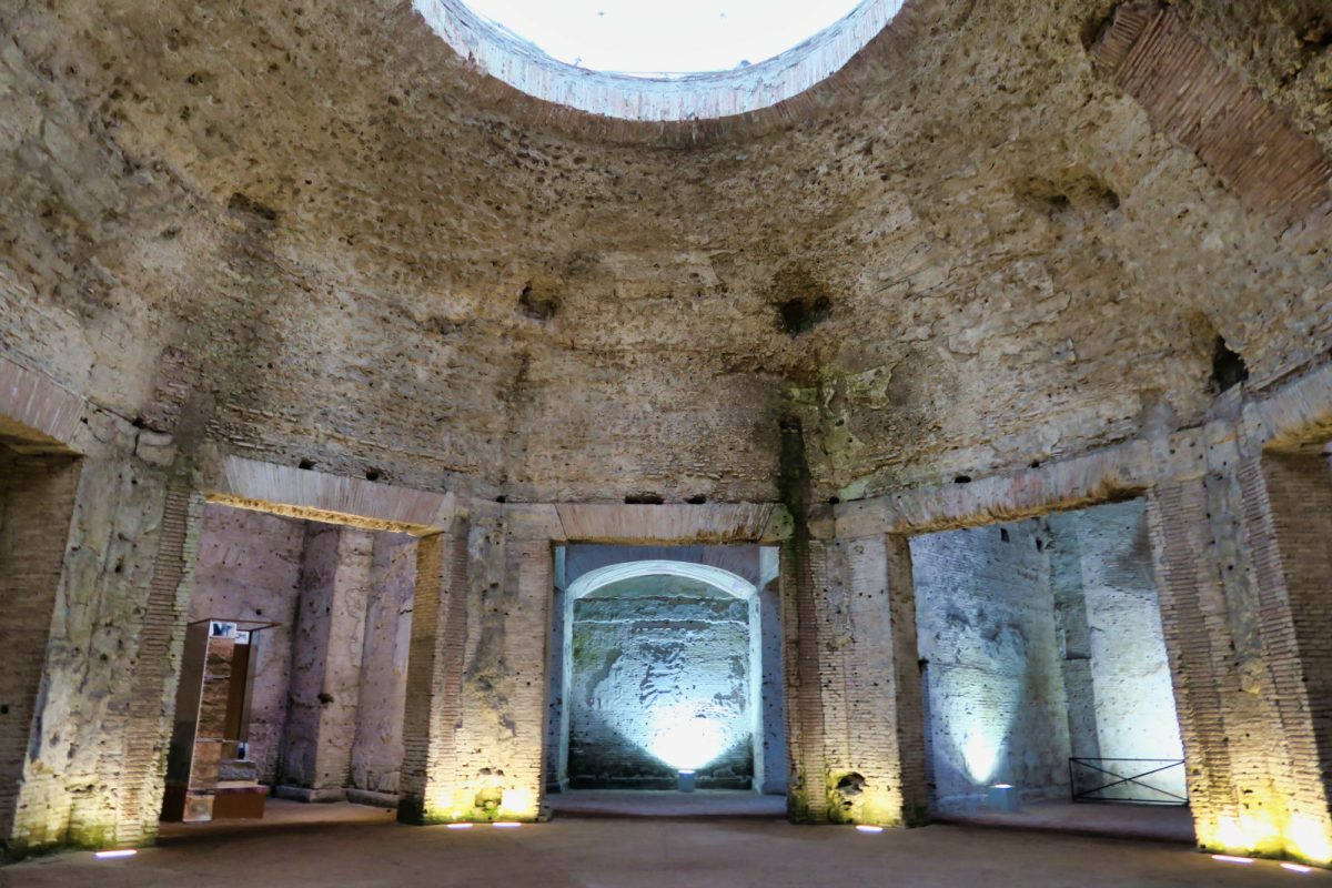 Inside a roman archaeological museum of Domus Aurea in Rome, Italy