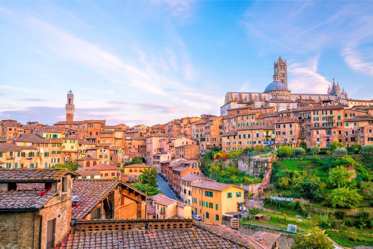 Panoramic view of the downtown Siena, Italy