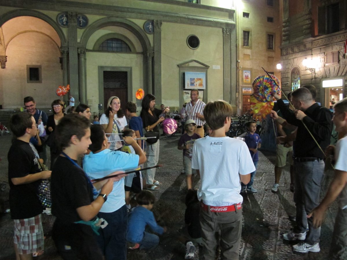 Locals celebrating Festa della Rificolona in Florence, Italy