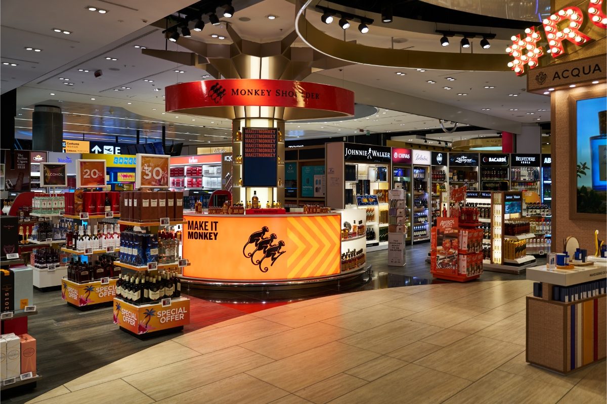 Duty free at Fiumicino International Airport in Rome, Italy